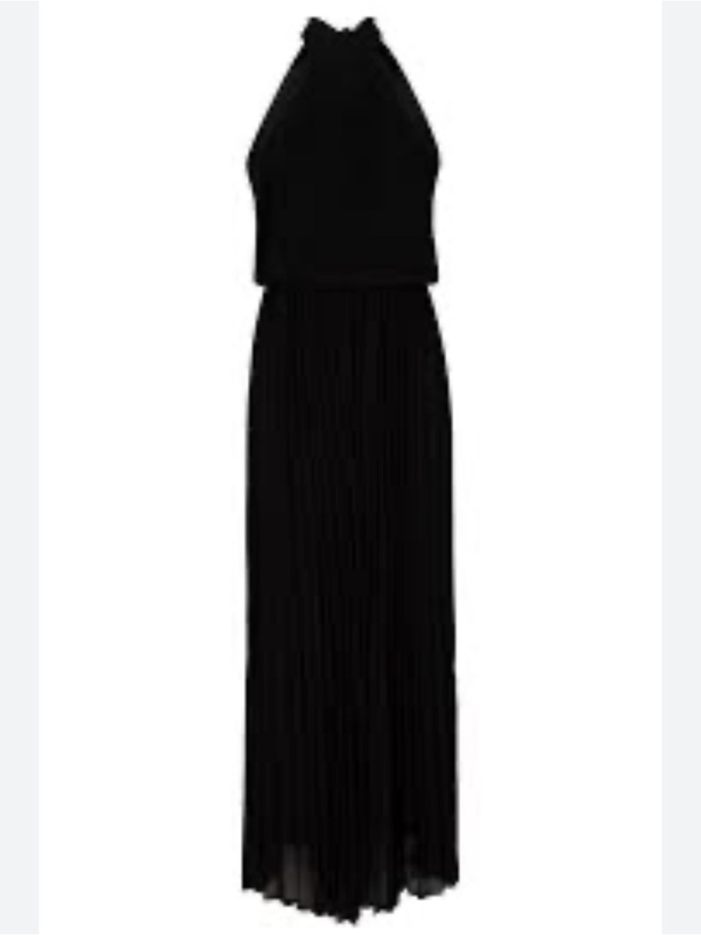 Black Halter Pleated Maxi Dress - Women's Elegant Pantsuit